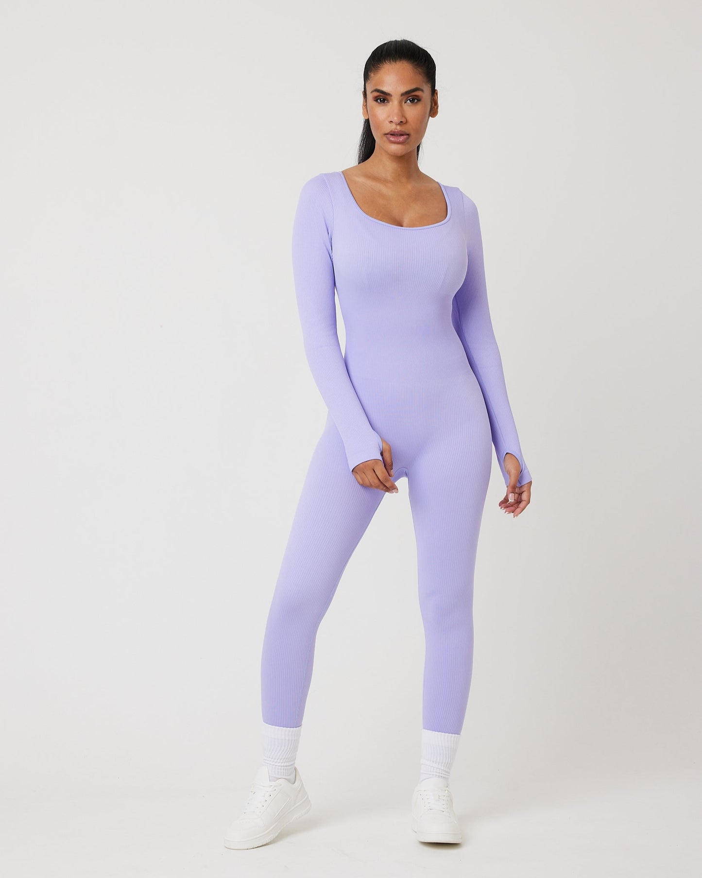 Snuggz Fit Ribbed Long Sleeve Purple Jumpsuit