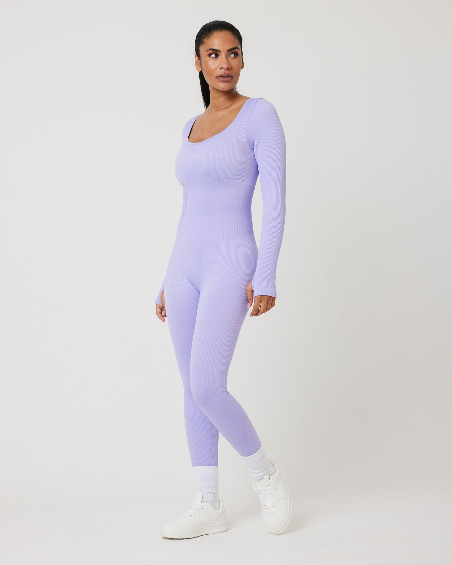 Snuggz Fit Ribbed Long Sleeve Purple Jumpsuit