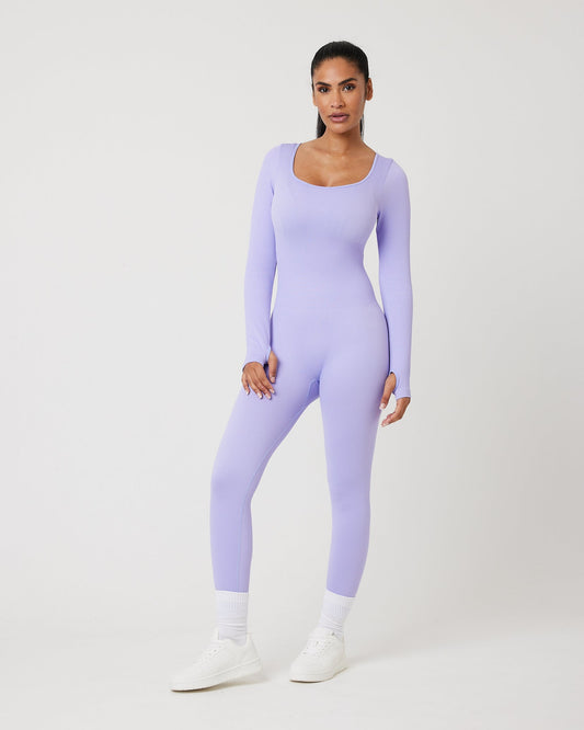 Snuggz Fit Ribbed Long Sleeve Purple Jumpsuit