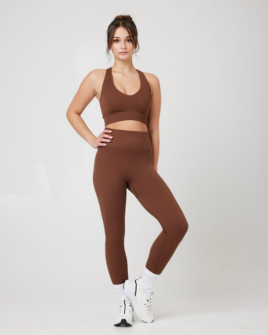 SnuggzFit Seamless Mocha 2 Piece Yoga Set with High-Waisted Legging